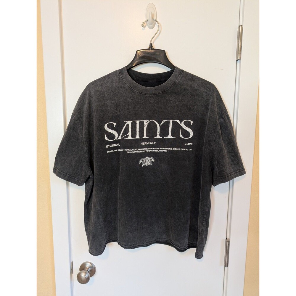 Pac Sun Saints T-shirt Large Gray Graphite Wash Preppy Streetwear